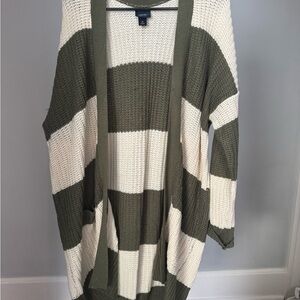 Daytrip Olive and Cream Striped Cardigan